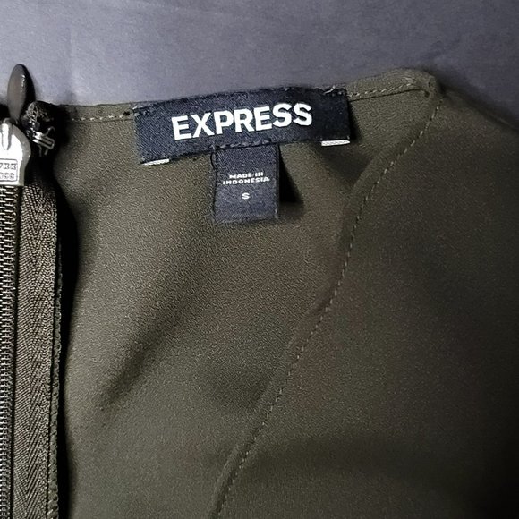 Express Sleeveless Twist Front Top Small Olive Green Zip Back - Picture 3 of 5